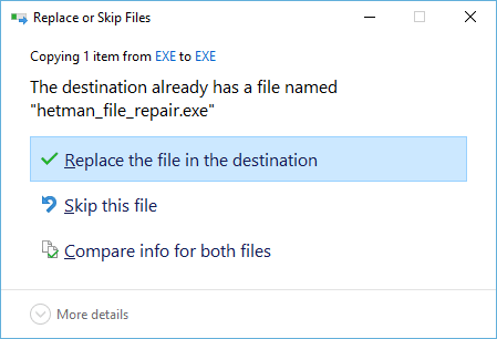 Replace or Skip Files