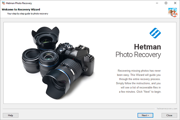 Click to view Hetman Photo Recovery 2.1.9 screenshot