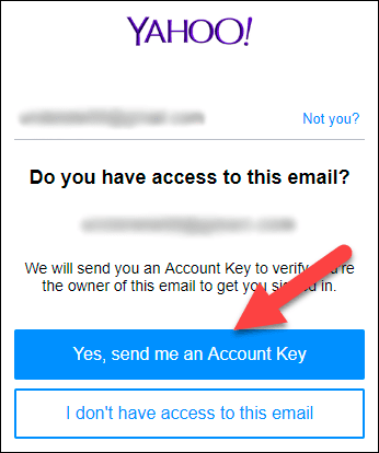 Подтвердите отправку ключа Yes, send me an Account Key