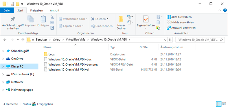 While the virtual machine is running, the program can create additional files or folders 