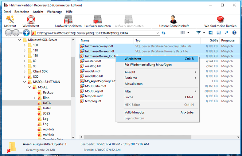 Hetman Partition Recovery. Go to the folder where your profile was saved in this computer
