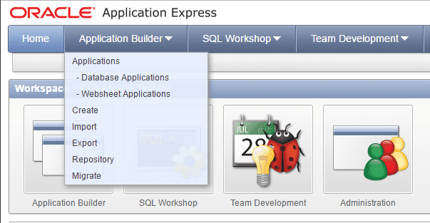 Oracle Application Express. Application Builder / Export