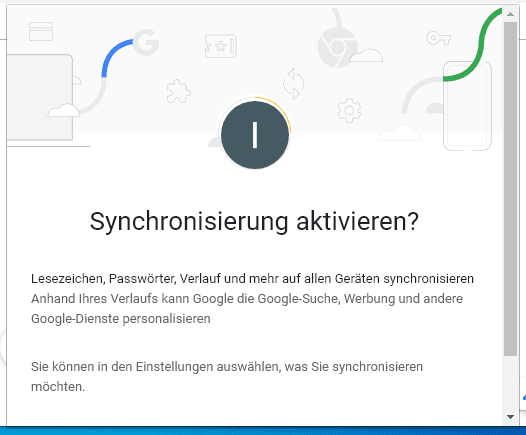 Google Chrome. Synchronisierung aktivieren