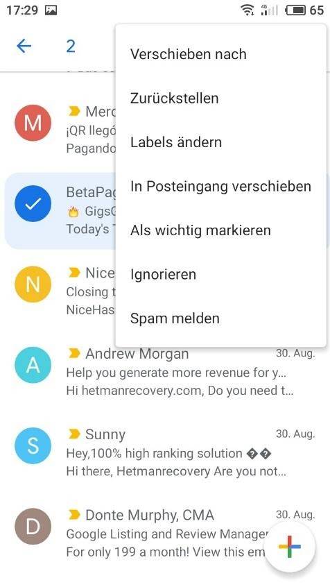 Gmail. In Posteingang verschieben