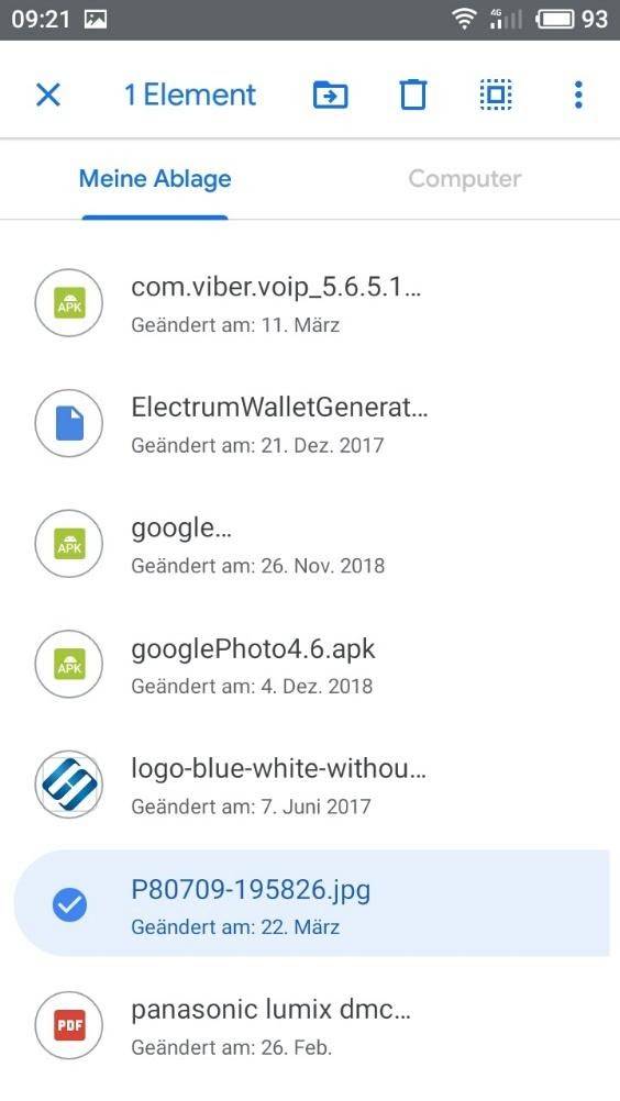 Google Drive-App. Das Löschen von Dateien