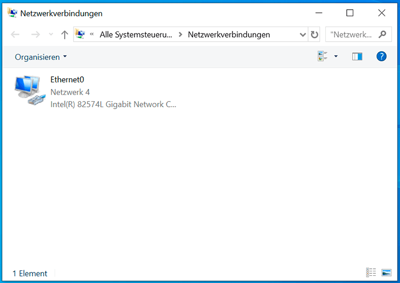 Windows 10-Computer zu Einstellungen / Netzwerk und Internet / Adaptereinstellungen konfigurieren