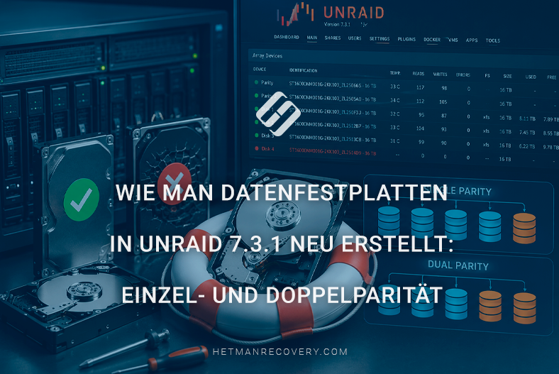 Wie man Datenfestplatten in Unraid 7.3.1 neu erstellt: Einzel- und Doppelparität Wie man Datenfestplatten in Unraid 7.3.1 neu erstellt: Einzel- und Doppelparität