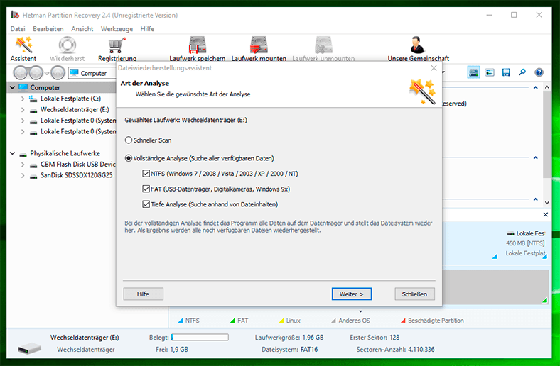 Ein Programm zur Wiederherstellung von Dateien in Windows 10