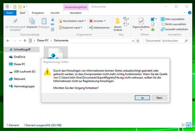 Registrierungs-Editor in Windows 10