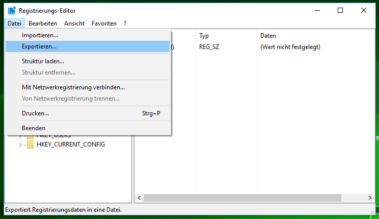 Registrierungs-Editor in Windows 10