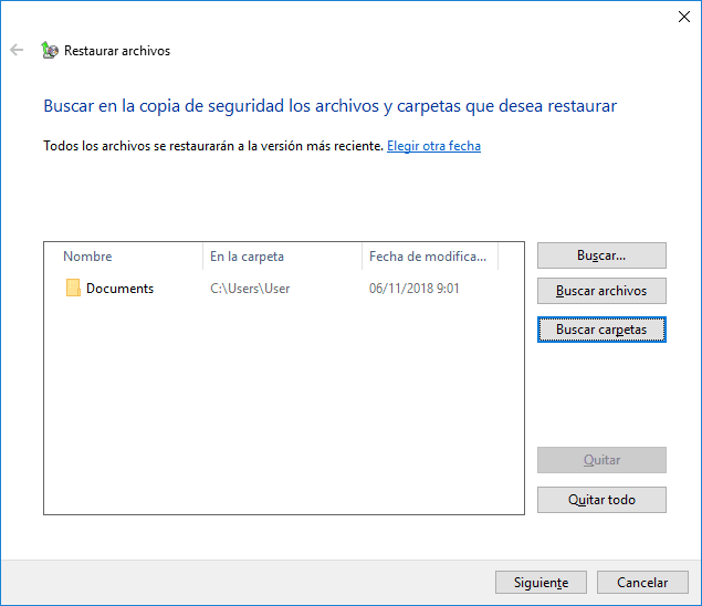 Copia de seguridad y restauración (Windows 7)