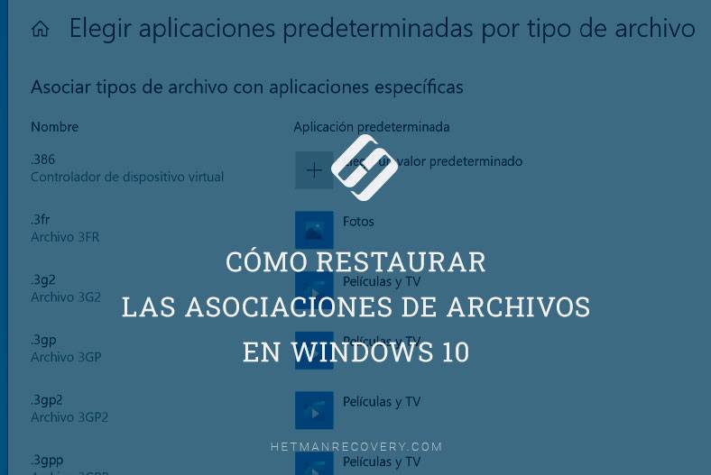 Cómo restaurar las asociaciones de archivos en Windows 10
