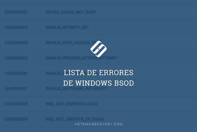 Lista de errores de Windows BSoD