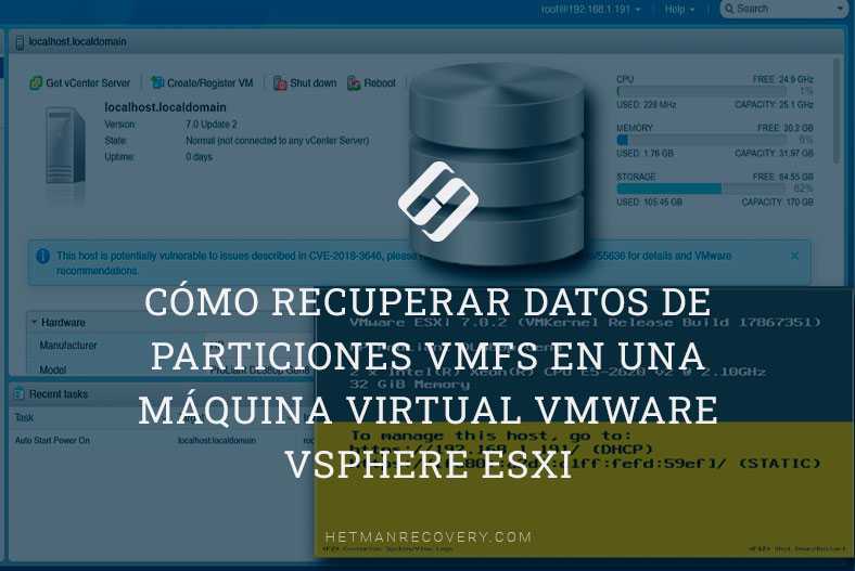 Cómo recuperar datos de particiones VMFS en una máquina virtual VMware vSphere ESXi