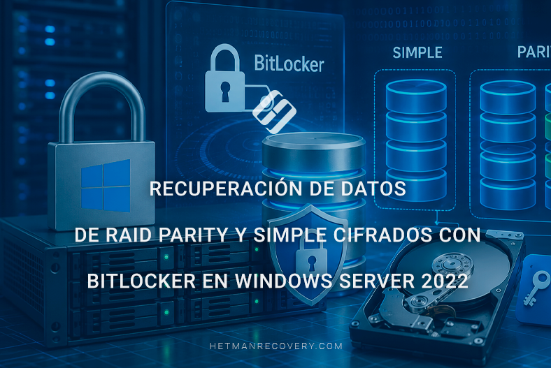 Recuperación de datos de RAID Parity y Simple cifrados con BitLocker en Windows Server 2022 Recuperación de datos de RAID Parity y Simple cifrados con BitLocker en Windows Server 2022