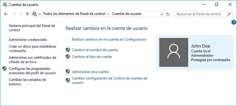 Las cuentas de usuario en Windows 10