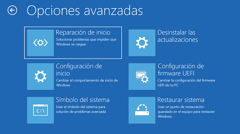 Opciones adicionales en Windows 10