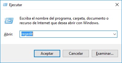 Comando Ejecutar en Windows 10: Regedit
