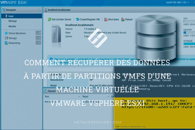 Comment récupérer des données à partir de partitions VMFS d’une machine virtuelle VMware vSphere ESXi