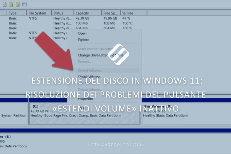 Estensione del disco in Windows 11: risoluzione dei problemi del pulsante «Estendi volume» inattivo Estensione del disco in Windows 11: risoluzione dei problemi del pulsante «Estendi volume» inattivo