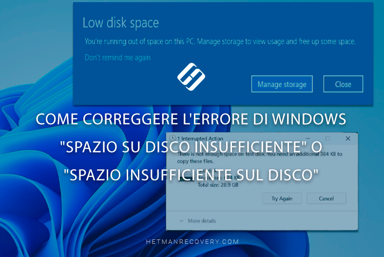 Come correggere l’errore di Windows “Spazio su disco insufficiente” o “Spazio insufficiente sul disco”