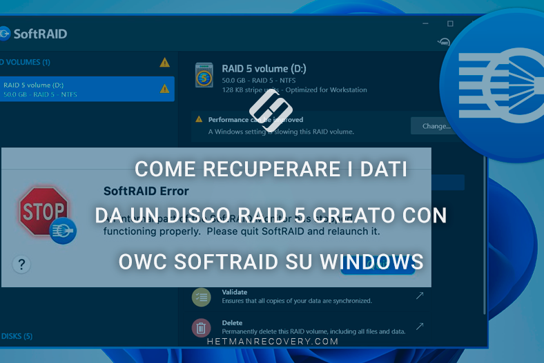 Come recuperare i dati da un disco RAID 5 creato con OWC SoftRAID su Windows