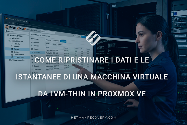 Come ripristinare i dati e le istantanee di una macchina virtuale da LVM-Thin in Proxmox VE