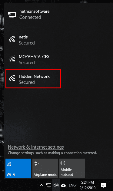 Windows 10. SSID