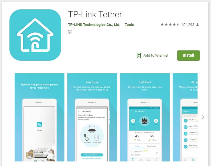 Tether in Android Play Market Web