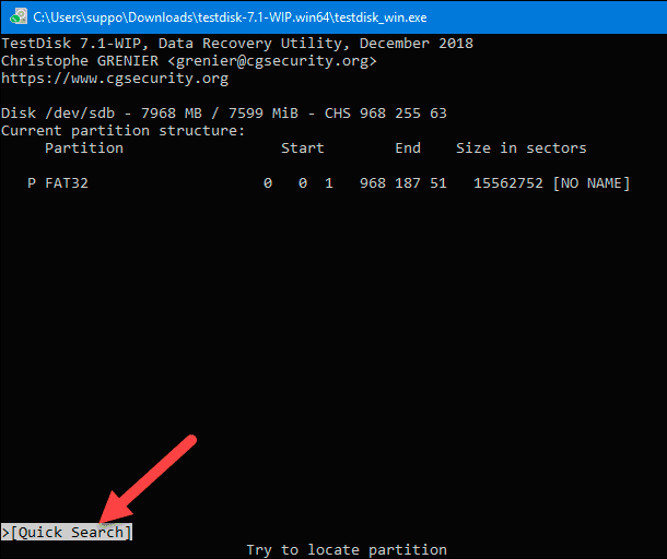 testdisk win10