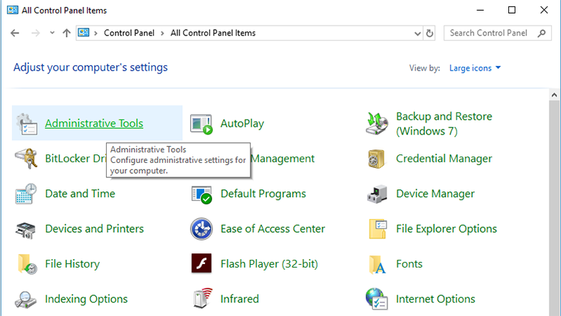 Control Panel / Administrative Tools