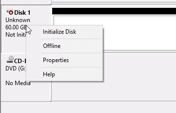 Gestion de disque. Initialiser le disque.