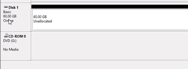 Disk Management. Unallocated space