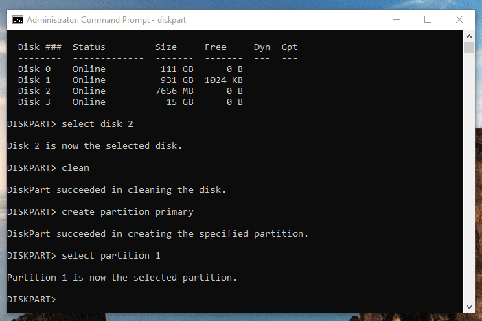 select partition 1