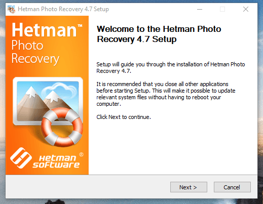 Hetman Photo Recovery. Install