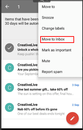 Gmail. Move to Inbox