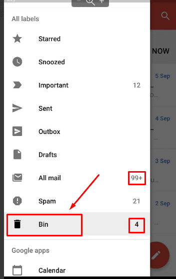 Gmail. Bin