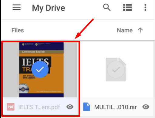 Google Drive App. Press and hold on the file you’d like to remove