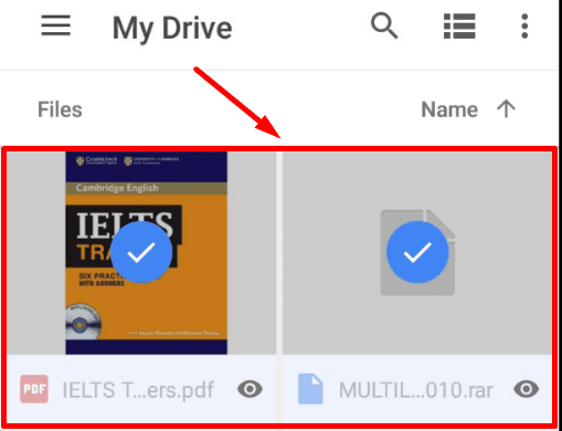 Google Drive App. Select all files you need to remove from the app