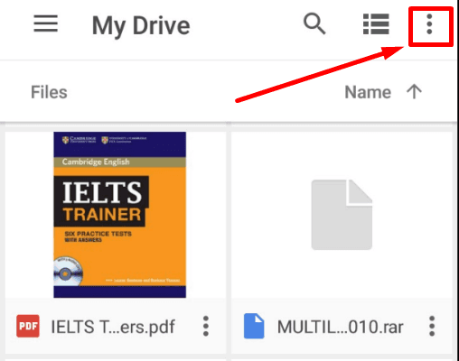 Google Drive App. My Drive menu button