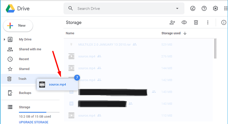 Google Drive. Select the file you need to remove