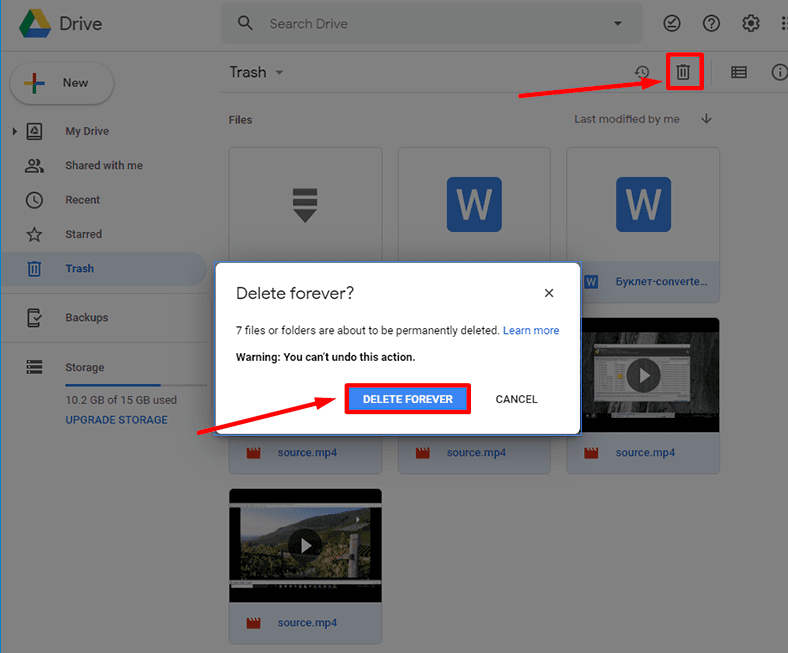 Google Drive. Delete forever