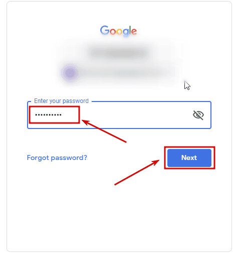 Google Chrome. Enter the password to confirm sign-in