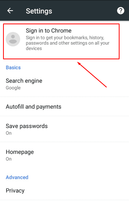 Google Chrome App. Sign in to Chrome