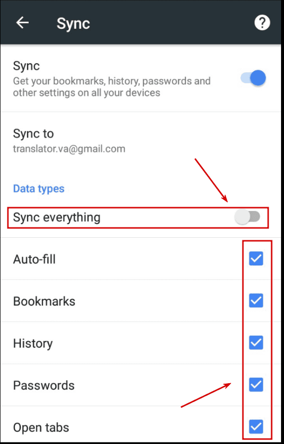 Google Chrome App. «Sync everything»