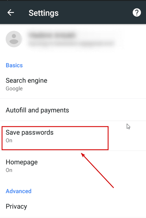 Google Chrome App. Save passwords