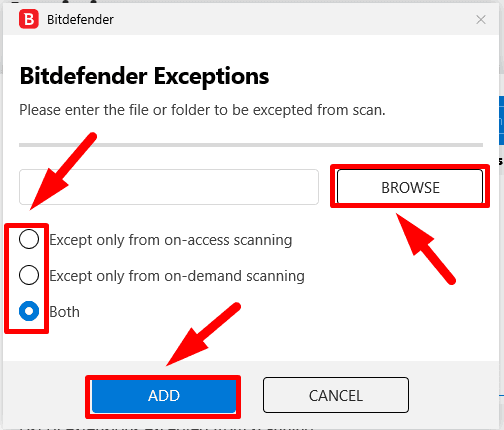 Bitdefender. Select trusted elements