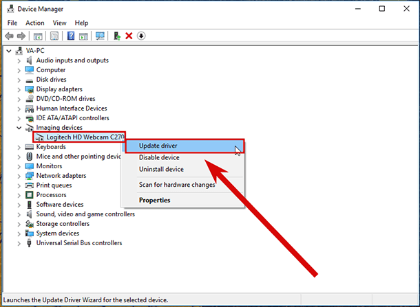 no imaging devices in device manager windows 10