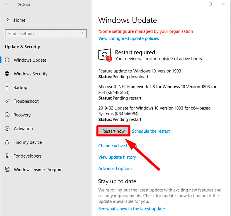 windows 10 update and shutdown not updating