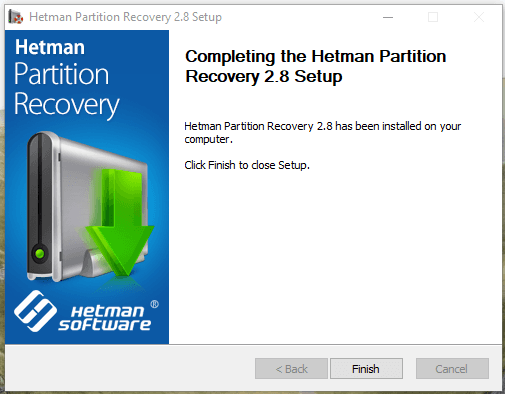 Download a setup file for Hetman Partition Recovery and launch it on your computer